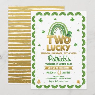 Two Lucky St. Patrick's Day 2nd Birthday Invitation