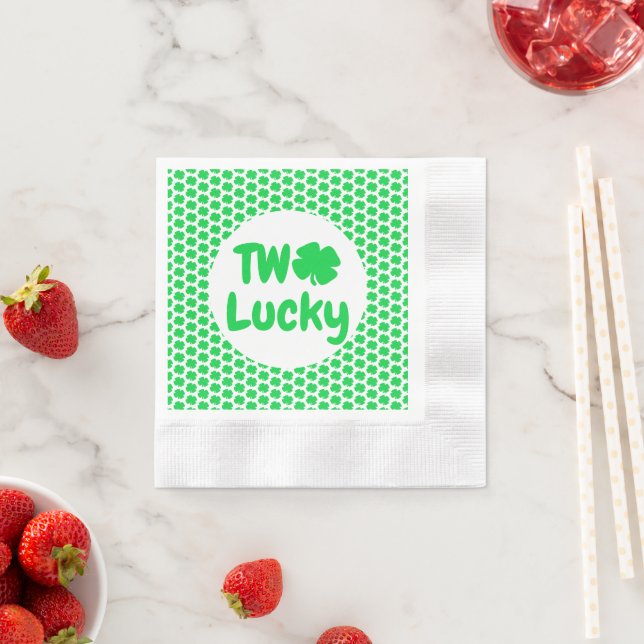 Two Lucky St Patrick's Day 2nd Birthday Napkin (Insitu)
