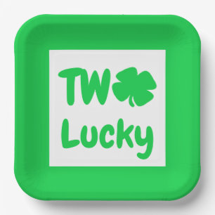 Two Lucky St Patrick's Day 2nd Birthday Paper Plate