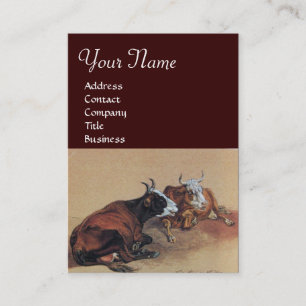 TWO LYING COWS  MONOGRAM BUSINESS CARD