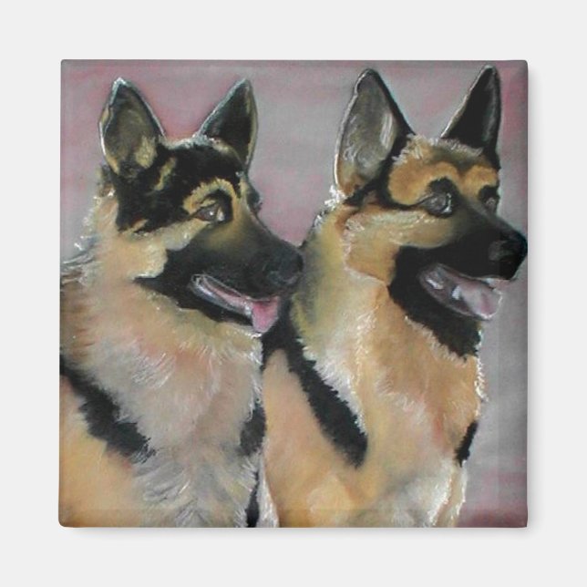 Two Majestic K9 German Shepherd Breed Canine Magnet (Front)