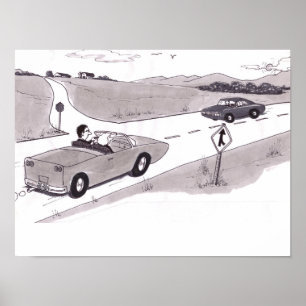 Two Male Female Couples Driving Opposite Direction Poster