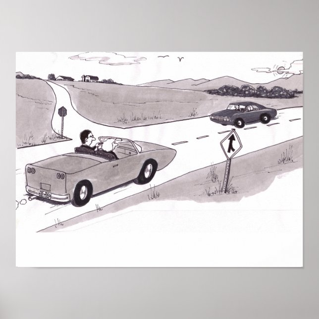 Two Male Female Couples Driving Opposite Direction Poster (Front)