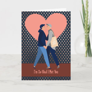 Two Males Romance with a Heart Background Card