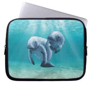 Two Manatees Swimming Laptop Sleeve