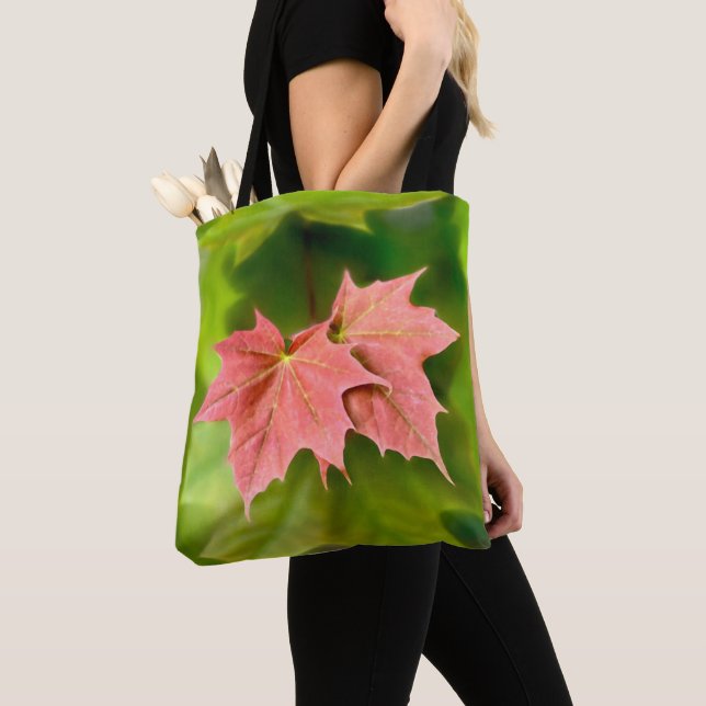 Two maple leaves tote bag (Close Up)
