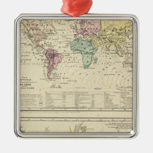 Two Maps of The World Metal Tree Decoration