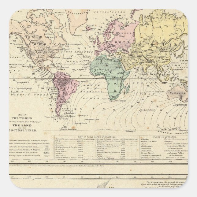 Two Maps of The World Square Sticker (Front)