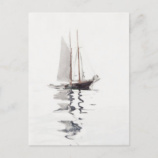 Two-masted Schooner with Dory by Winslow Homer Postcard
