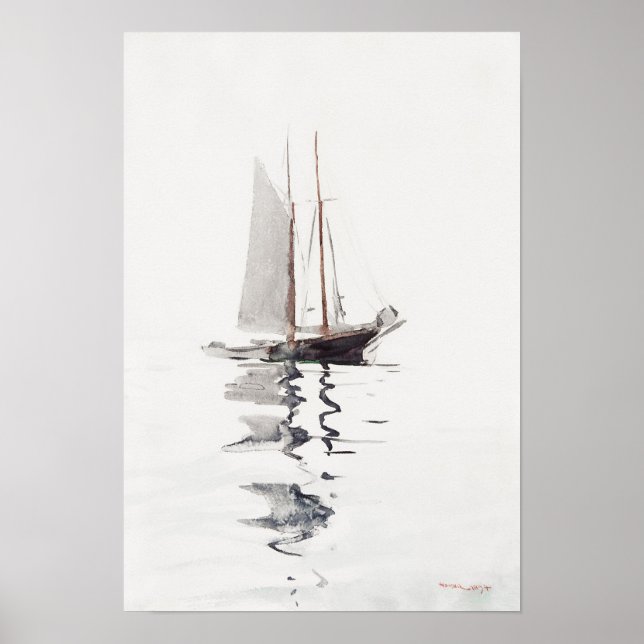 Two-masted Schooner with Dory by Winslow Homer Poster (Front)