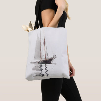 Two-masted Schooner with Dory by Winslow Homer Tote Bag