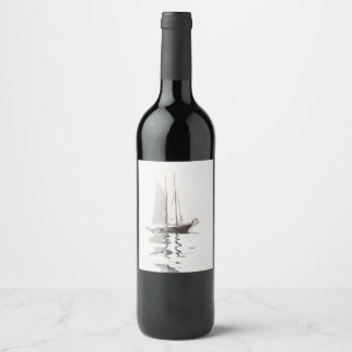Two-masted Schooner with Dory by Winslow Homer Wine Label