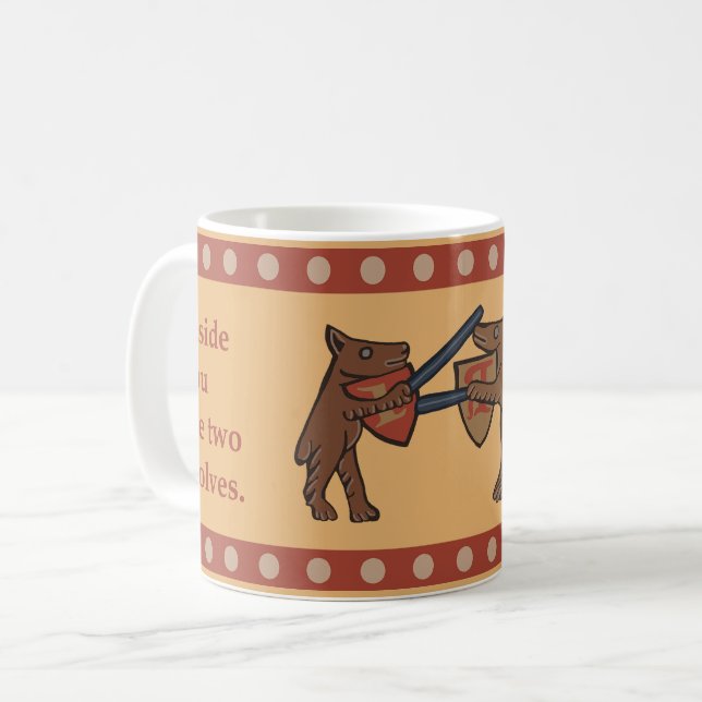 Two Medieval Wolves Coffee Mug (Front Left)
