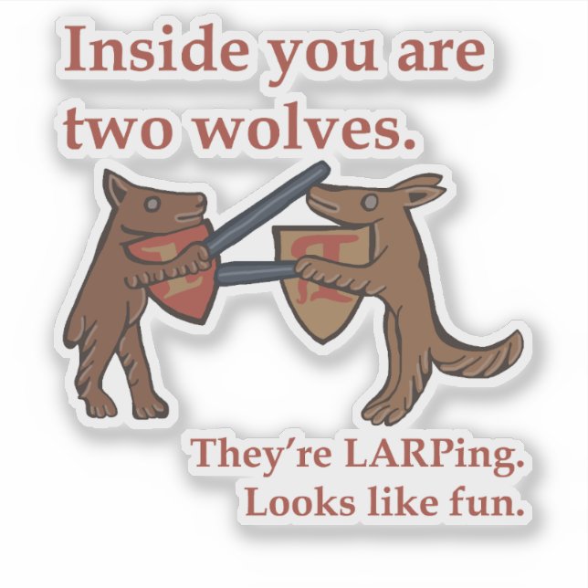 Two Medieval Wolves Vinyl Sticker (Front)