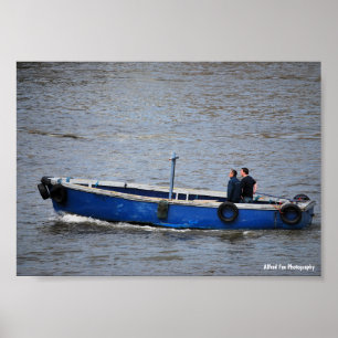 Two Men and a Blue Boat Poster
