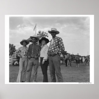 Two men and two women at a rodeo poster