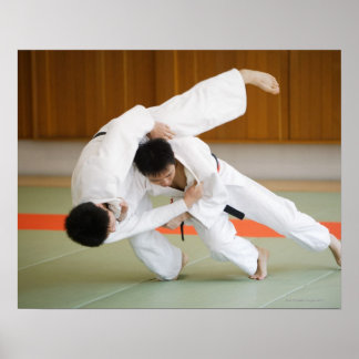 Two Men Competing in a Judo Match 2 Poster