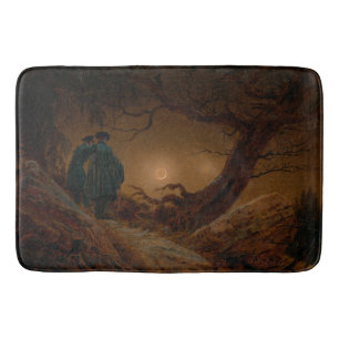 Two Men Contemplating the Moon at Night Bath Mat