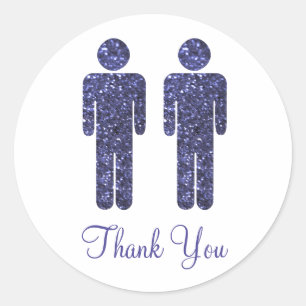 Two Men Glitter Classic Round Sticker