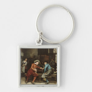 Two Men Talking in a Tavern Key Ring