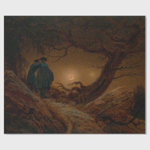 Two Men Watching the Moon at Night Wrapping Paper