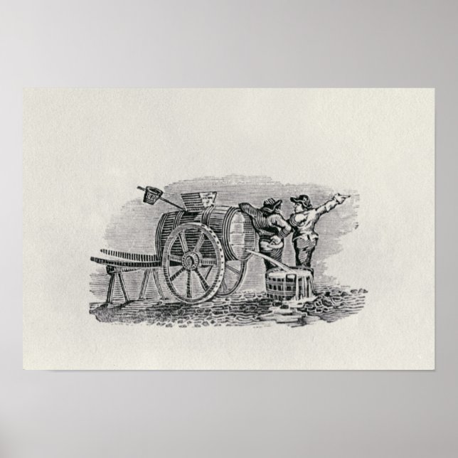 Two Men with a Barrel Cart Poster (Front)