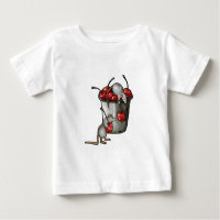 Two MICE Stealing Cherries, Bucket of Cherries Art