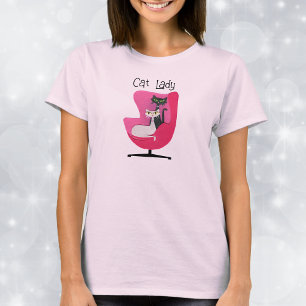 Two Mid Century Cats Sitting in Pink Chair T-Shirt