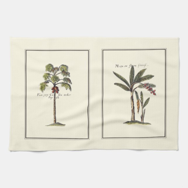 Two Miniature Framed Palm Trees Tea Towel (Horizontal)