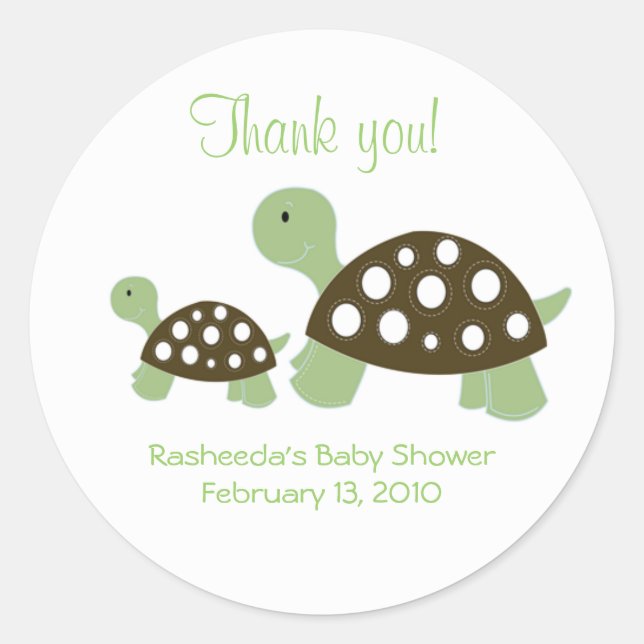 Two Mod Green Dot Turtles Favour Stickers (Front)