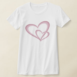 Two Modern Pink Hearts Abstract Art T-Shirt