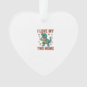 Two Moms Pride Dinosaur Vector T-Shirt Design_1 Ornament