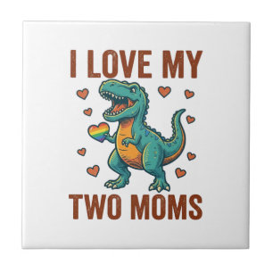 Two Moms Pride Dinosaur Vector T-Shirt Design_1 Tile