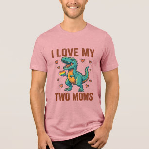 Two Moms Pride Dinosaur Vector T-Shirt Design_1 Tri-Blend Shirt