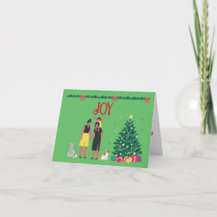 TWO MOMS WITH DAUGHTER CHRISTMAS CARD