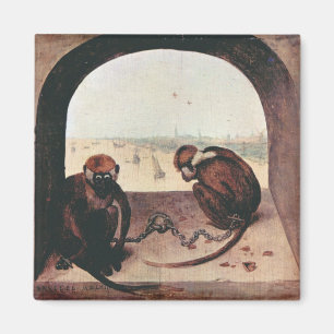 Two monkeys by Pieter Bruegel Magnet