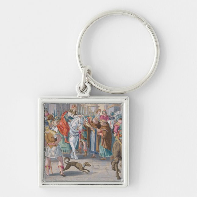 Two Monks Present Silkworms Smuggled from China to Key Ring (Front)