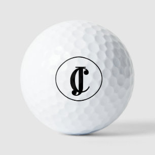 Two Monogrammed Initials Black and White Golf Balls