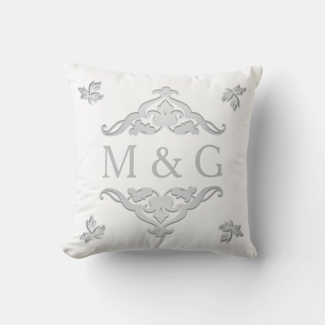 Two Monograms with Scrollwork and Leaves A24 Cushion (Front)