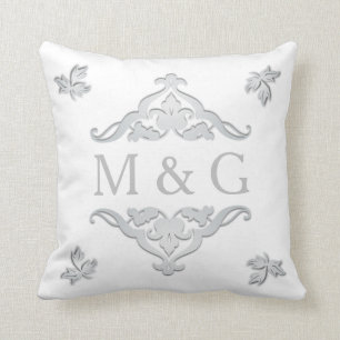 Two Monograms with Scrollwork and Leaves A24 Cushion