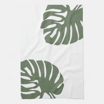 Two Monstera Leaves Tea Towel