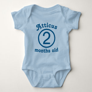 Two Months Old Personalised Blue Baby Bodysuit