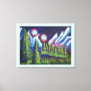 Two moons mountains art canvas print