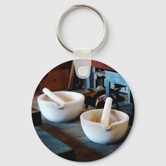 Two Mortars and Pestles in Lab Key Ring (Front)