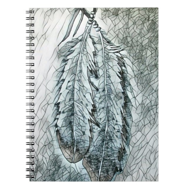Two Mosaic Eagle Feathers Spiral Notebook (Front)