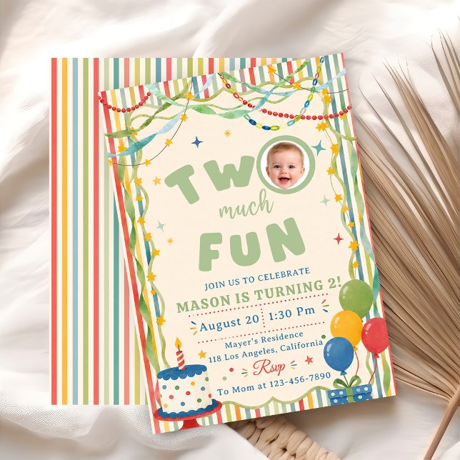 Two Much Fun 2nd Birthday Invitation (Creator Uploaded)