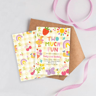 Two Much Fun Birthday Invite, Girls 2nd Birthday Invitation