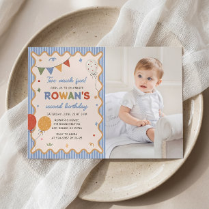 Two Much Fun Colourful 2nd Birthday Invitation