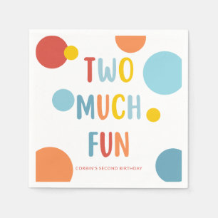 Two Much Fun Colourful 2nd Birthday Party Napkins