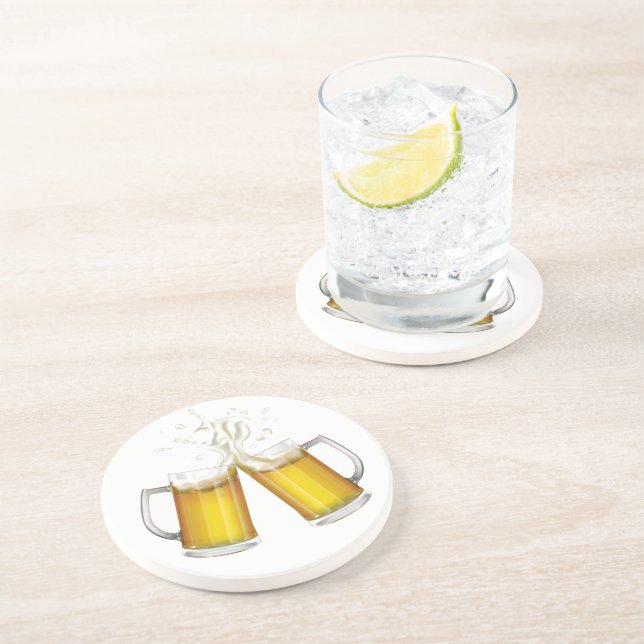 Two mugs with a light beer. coaster (Side)